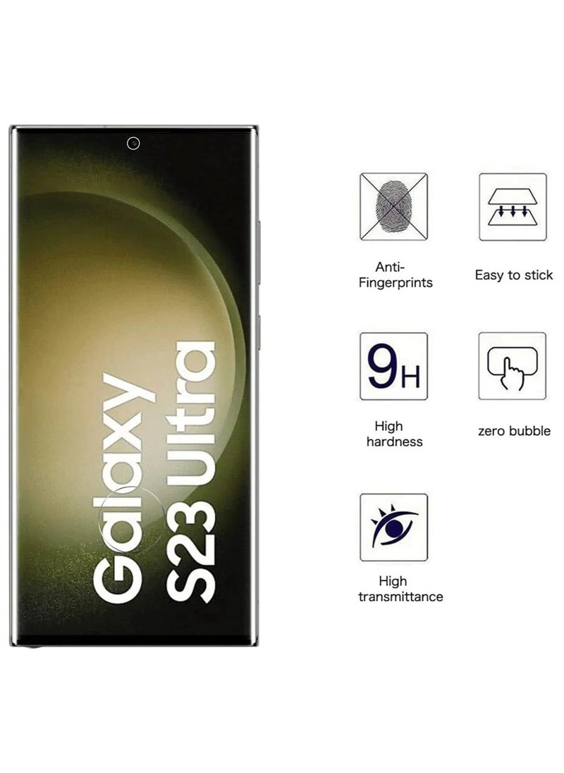 Tempered Glass Screen Protector Full HD Quality Tempered Glass Anti-Scratch Edge to Edge Coverage with Easy Installation Kit With Finger Print Hole For Samsung Galaxy S23 Ultra