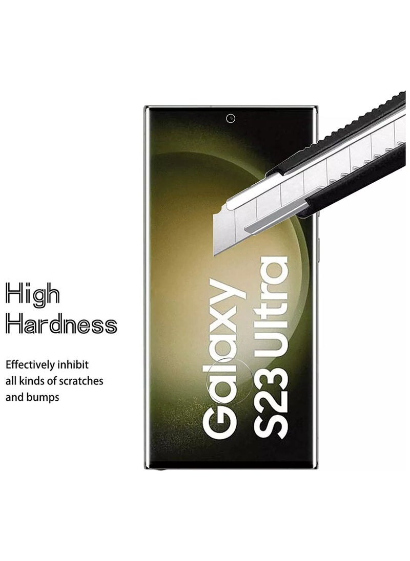 Tempered Glass Screen Protector Full HD Quality Tempered Glass Anti-Scratch Edge to Edge Coverage with Easy Installation Kit With Finger Print Hole For Samsung Galaxy S23 Ultra