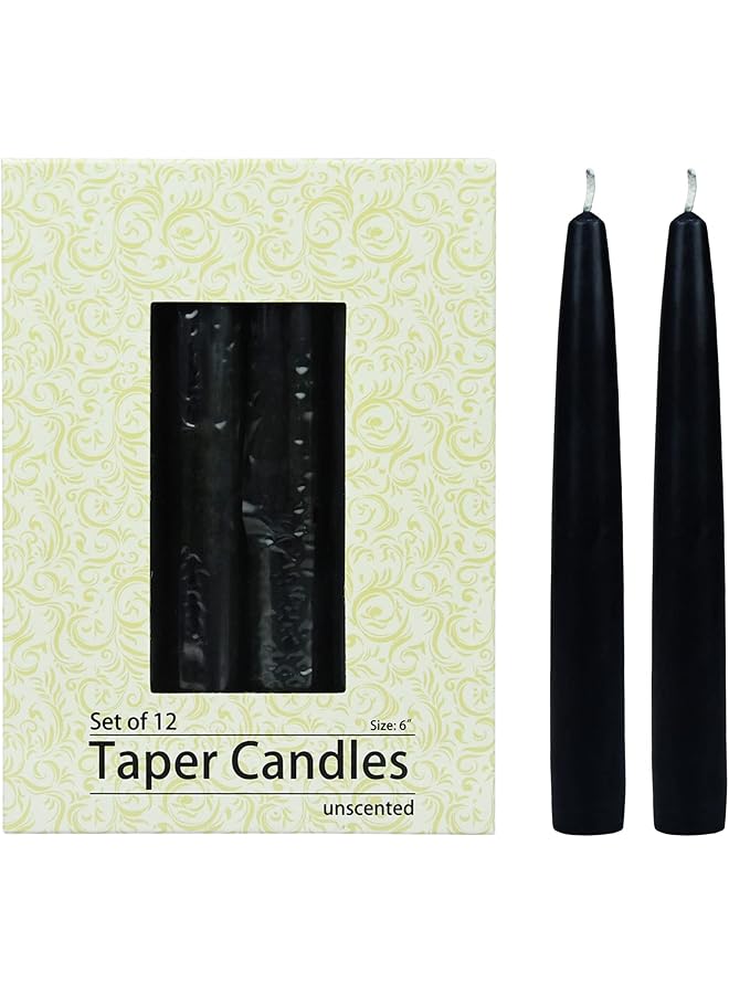 The Bros 12-Piece Taper Candles, 6-Inch, Black - Image 1