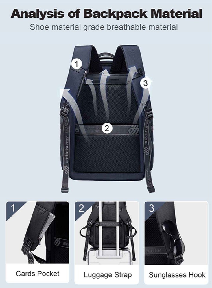 ARCTIC HUNTER Large Business Travel Laptop Backpack, Durable Trip Bag with Independent Laptop and Tablet Computer Compartment for Men, Blue - Image 4