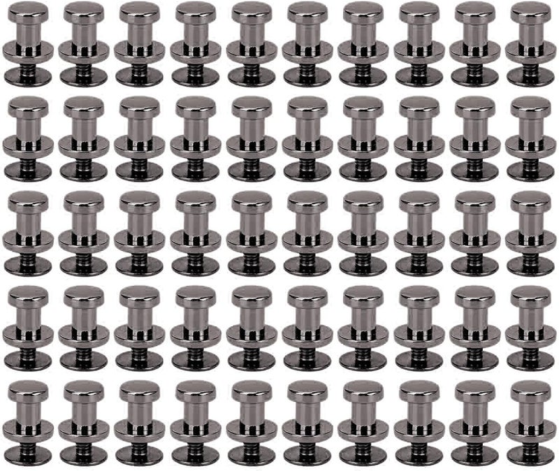Stud Screws Handy Installation for Bags Shoes, 50 Sets Button Replacement for Versatile Use (Gold) (Silver) (Silver Black) - Image 1