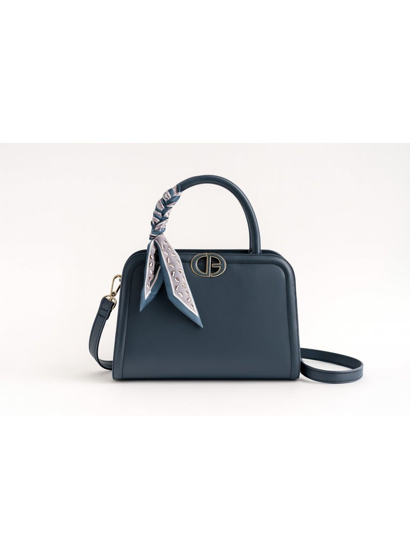 YAMEKER.AE Elegant Top Handle Handbag with Scarf Accent for Women | Premium PU Leather Shoulder & Crossbody Bag | Zipper Closure, Adjustable Strap | Daily Office & Casual Purse - Image 1