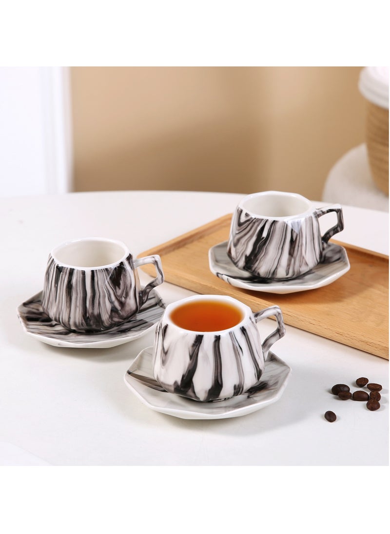 OASIS-TH 6 Sets Of Luxury Porcelain Turkish Coffee Cup Set Elegant Design Modern Espresso Cup Set Boutique Arabic Tea Cups Arabic Coffee Cup  - Image 2