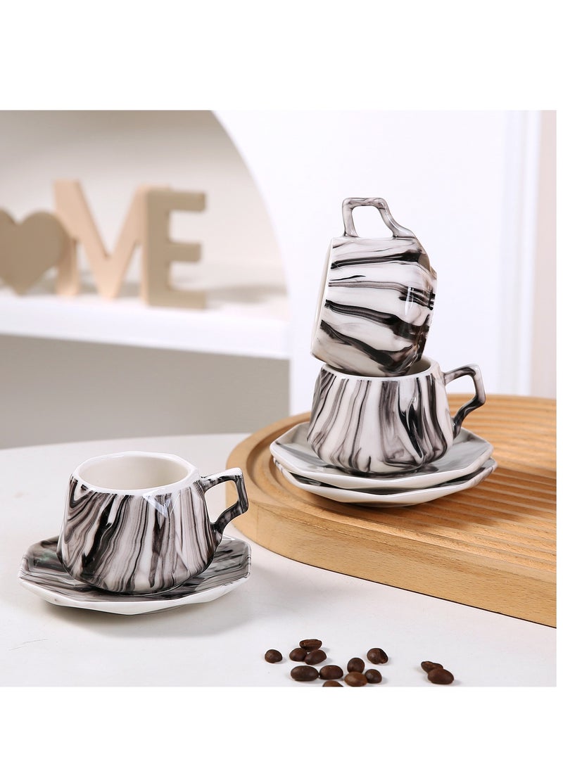 OASIS-TH 6 Sets Of Luxury Porcelain Turkish Coffee Cup Set Elegant Design Modern Espresso Cup Set Boutique Arabic Tea Cups Arabic Coffee Cup  - Image 3