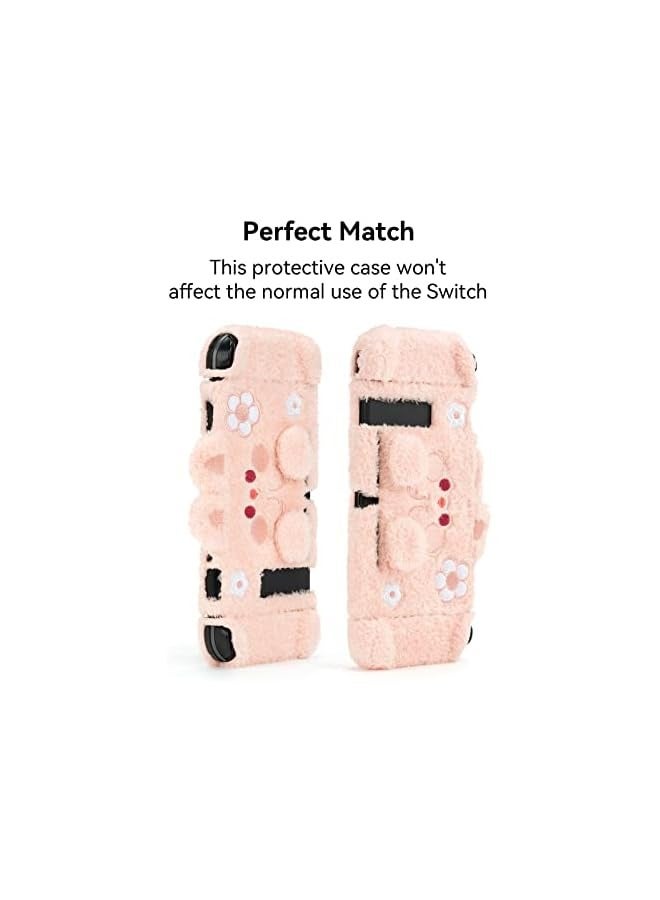 بروماس غطاء حماية مخملي لطيف متوافق مع نينتندو سويتش وجوي كون - ممتص للصدمات ومضاد للخدش - أرنب من القطيفة - Image 4