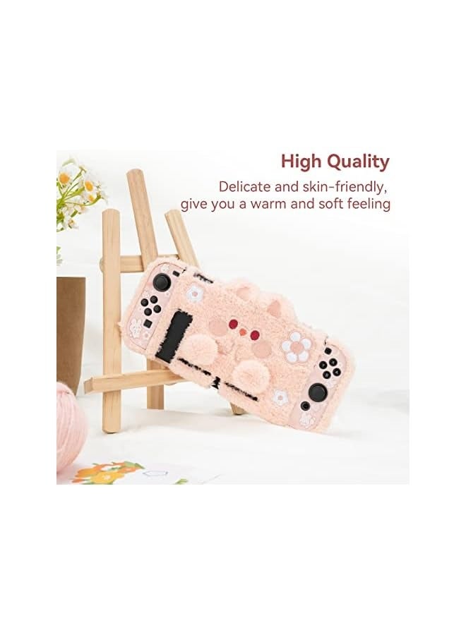 بروماس غطاء حماية مخملي لطيف متوافق مع نينتندو سويتش وجوي كون - ممتص للصدمات ومضاد للخدش - أرنب من القطيفة - Image 5