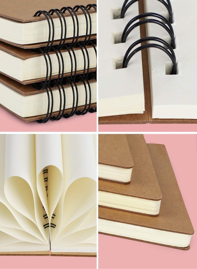 EUSOAR دفتر ملاحظات حلزوني فارغ، EUSOAR B5، عبوة من 3 دفاتر، مقاس 7.3 × 10.2 بوصة، دفاتر كتابة فارغة للسفر، دفتر يوميات، دفتر ملاحظات، دفتر رسم، دفتر يوميات للطلاب والجامعات والمكاتب والأعمال، غلاف كرافت - Image 3