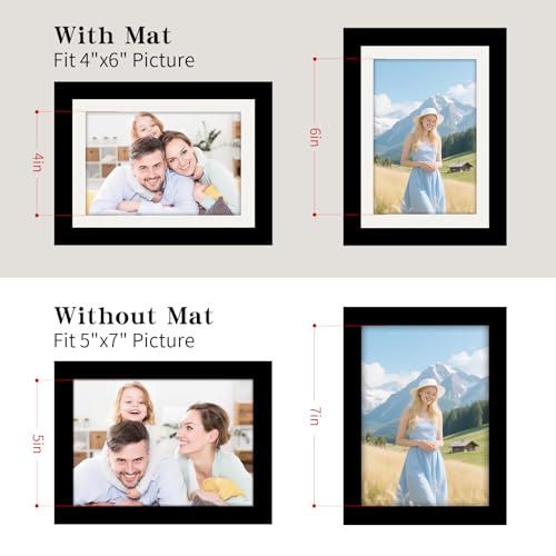 WUTL Picture Frames 5x7 2 Pack Made of Solid Wood Black for Wall Mounting and Tabletop Display - Image 3