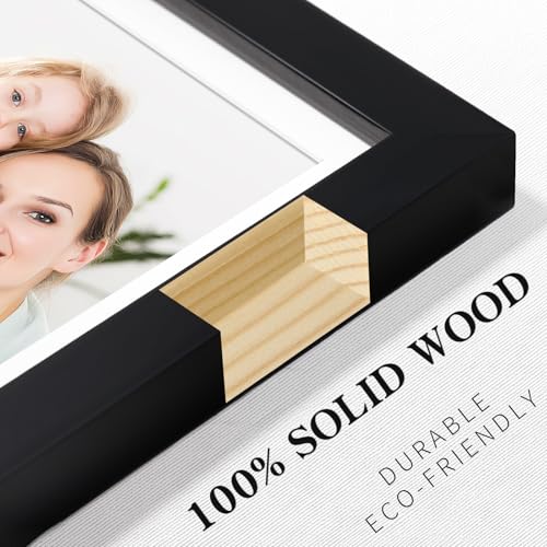 WUTL Picture Frames 5x7 2 Pack Made of Solid Wood Black for Wall Mounting and Tabletop Display - Image 2
