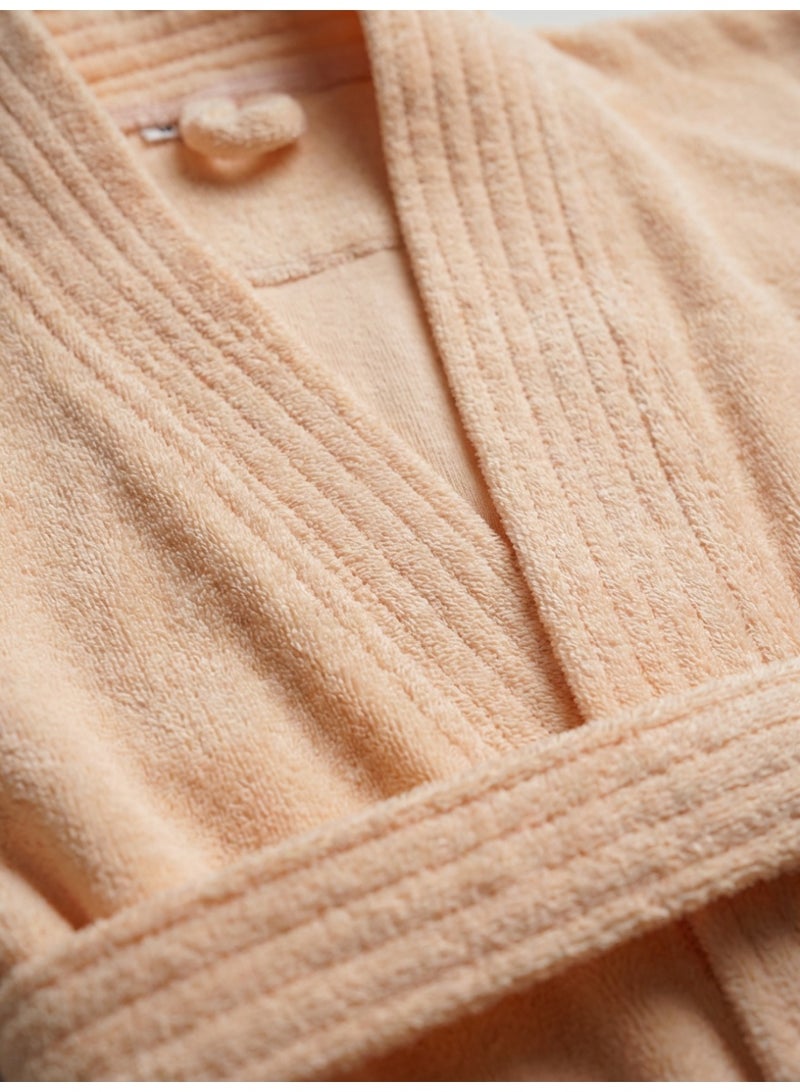 Ambrosia 100% Cotton Terry Bathrobe XL Luxor Unisex Peachy Beige Premium Soft Spa Robe Highly Absorbent Hotel Quality Loungewear With Pockets - Image 2