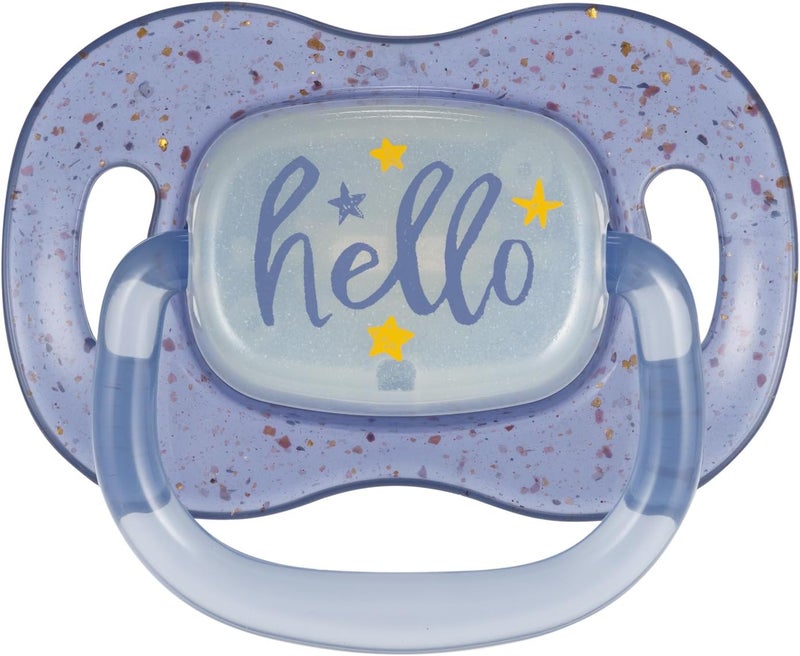 Air Flow Silicone Symmetrical Soother, Blue and Teal, 0-6 Months, Glow in the Dark, 2 Pack with Sterilisation Case - Image 2