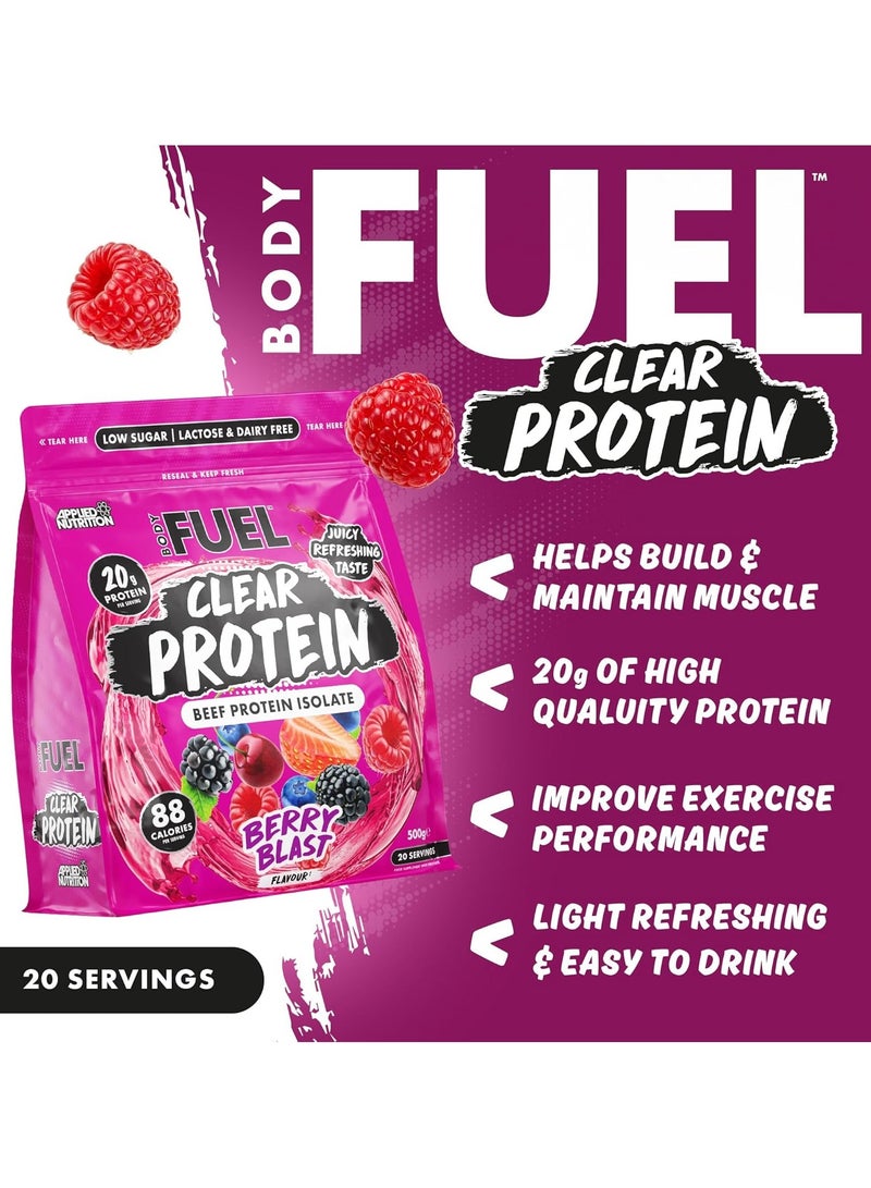 Applied Nutrition Bodyfuel Clear Beef Protein Isolate Berry Blast Flavor 500g - Image 2