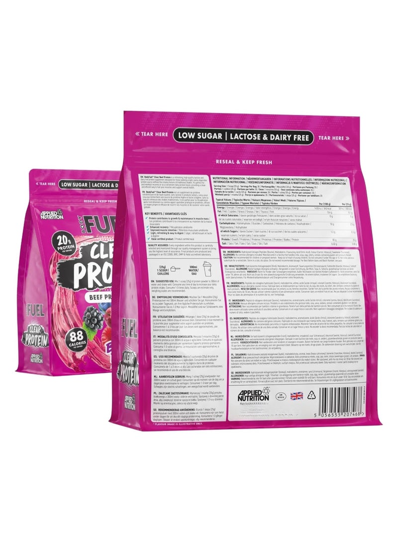 Applied Nutrition Bodyfuel Clear Beef Protein Isolate Berry Blast Flavor 500g - Image 3