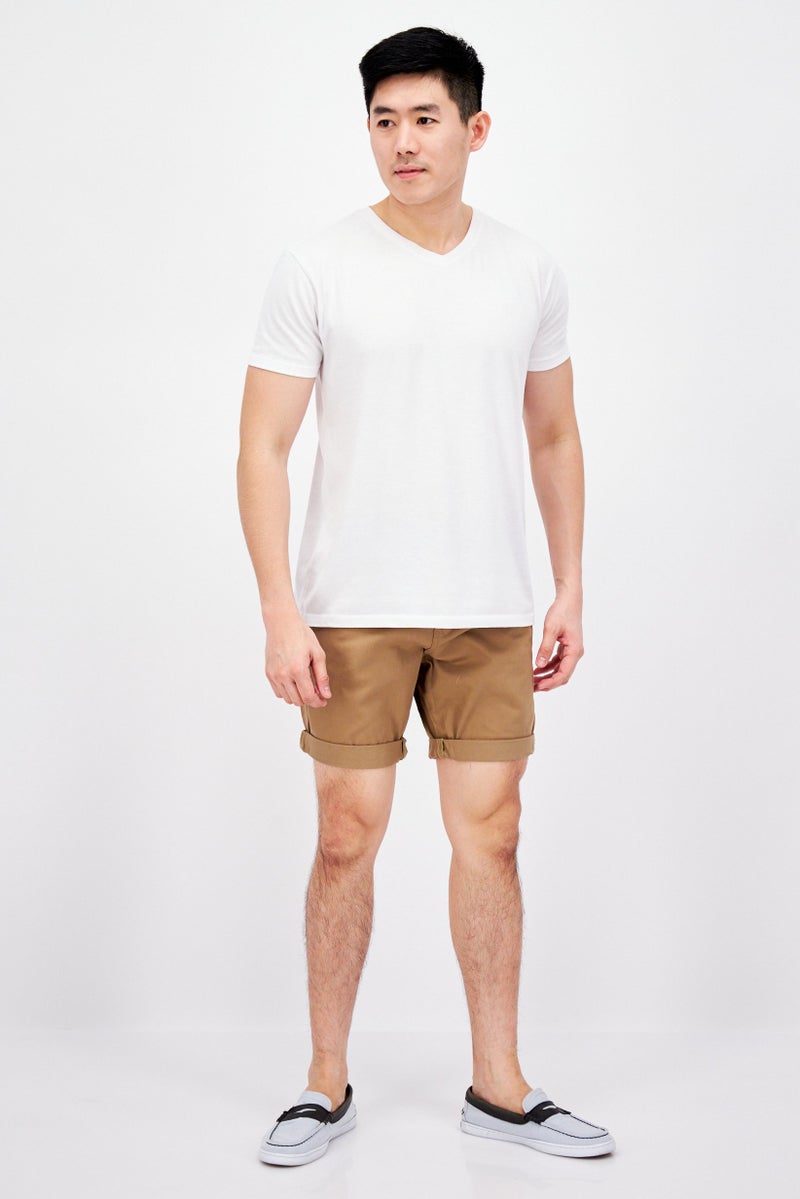 Threadbare Men Regular Fit Solid Basic Shorts, Tan - Image 2