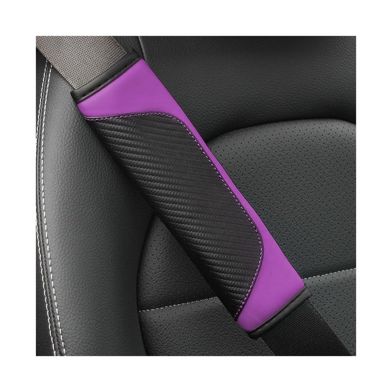 Osilly 2PCS Car Seat Belt Cover Carbon Fiber Seatbelt Shoulder Protection Soft Car Seat Belt Strap Cushion Protect Your Neck and Shoulder Car Accessories Seat Belt Pad for Car Truck Purple