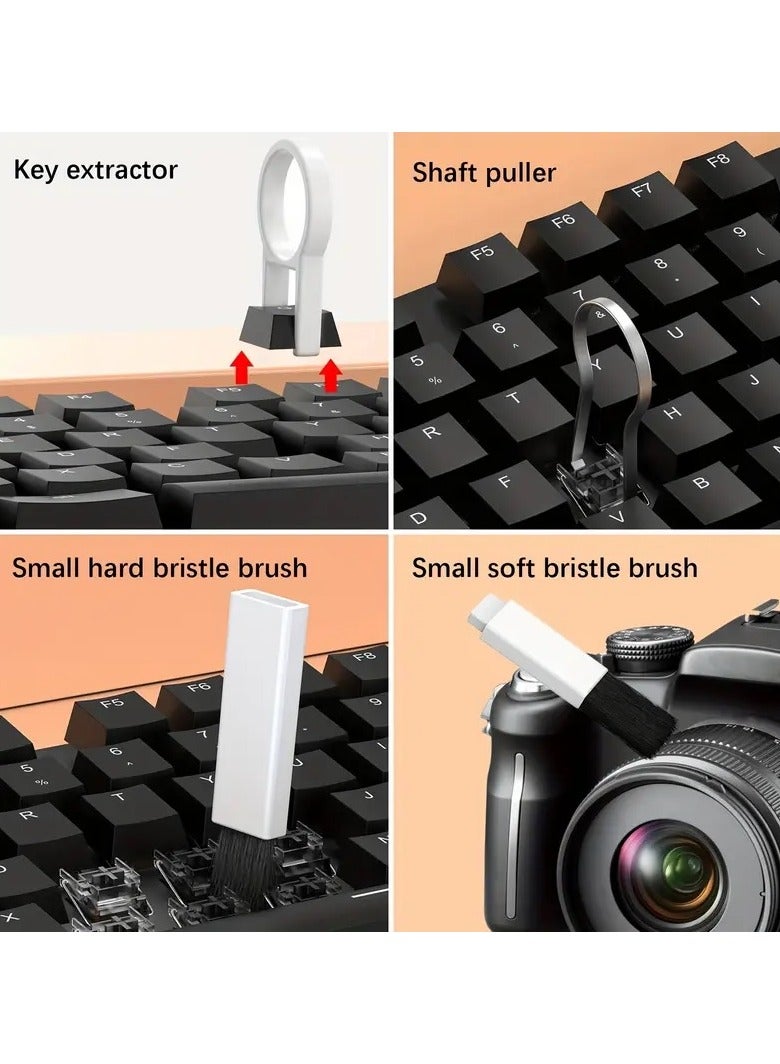 تشاين مجموعة تنظيف الألكترونيات 20*1, مجموعة متنوعة لتنظيف الإيربودز والكيبورد والجوال والسماعات والكثير , فرشات تنظيف بأحجام مختلفة وأدوات رفع وأداة بخاخ منظف ودبوس والكثير داخل علبة دائرية بزر إغلاق 8.9 * 5.7 سم أبيض - Image 5