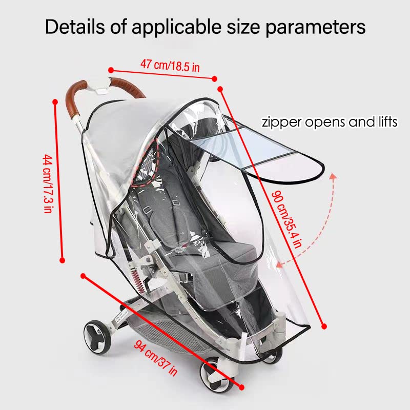 WASYPLSFOI Stroller Rain Cover Universal Stroller Cart Umbrella Rain Cove Accessory for Winter Windproof Waterproof Dustproof and Snowproof - Image 5