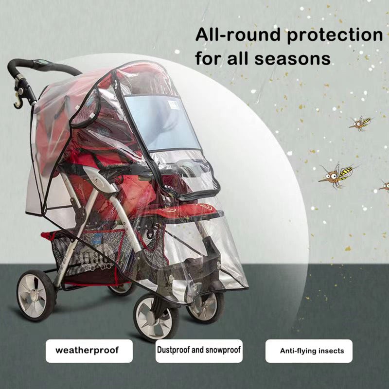 WASYPLSFOI Stroller Rain Cover Universal Stroller Cart Umbrella Rain Cove Accessory for Winter Windproof Waterproof Dustproof and Snowproof - Image 3