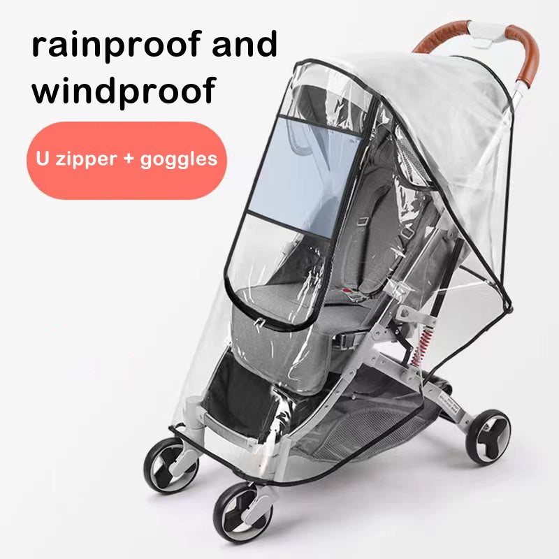 WASYPLSFOI Stroller Rain Cover Universal Stroller Cart Umbrella Rain Cove Accessory for Winter Windproof Waterproof Dustproof and Snowproof - Image 2