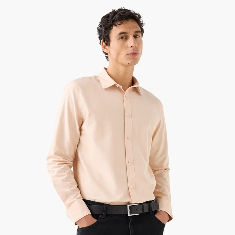 سبلاش فيڤ Men's Button Down Collar Textured Long Sleeves Shirt