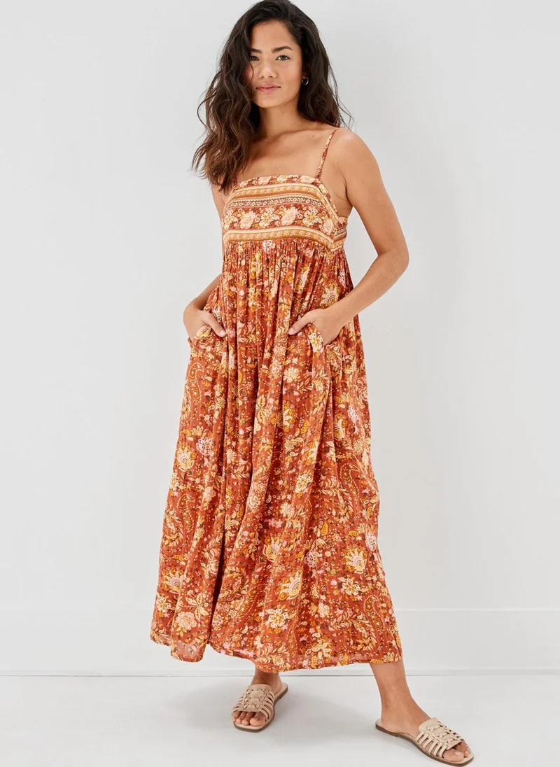 American Eagle Printed Plisse Detail Dress