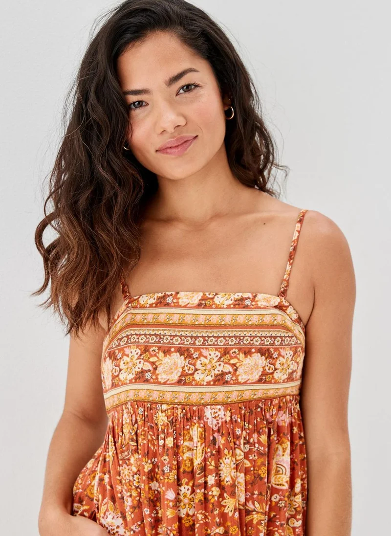 American Eagle Printed Plisse Detail Dress