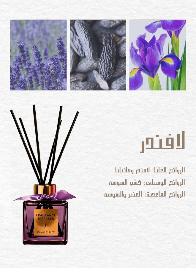 يهييو معطر موزع عطور منزلي، موزع عطور برائحة اللافندر، عطر برائحة اللافندر الهادئة، تعطير 6 قصبات من الروطان، 100 مل، 100 مل - Image 3