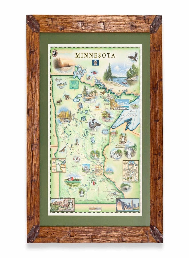 Xplorer Maps Minnesota Hand-Drawn Map - 24x18 Vintage-Style Lithographic Print - Made in USA - Image 2
