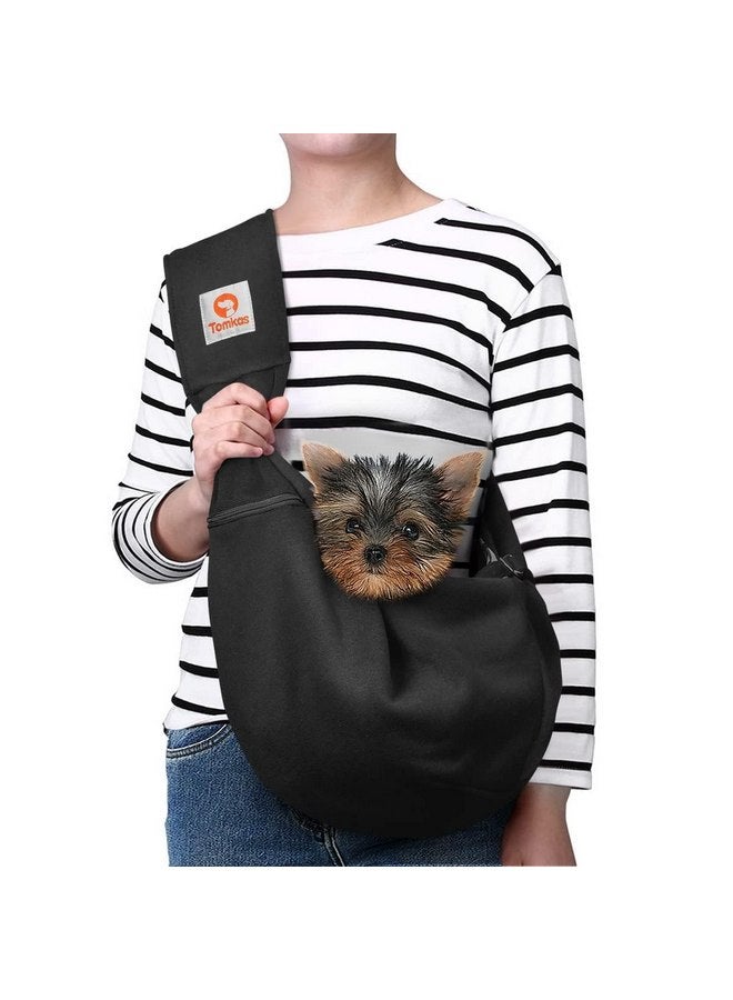 Tomkas Small Dog Sling Carrier - Adjustable Strap & Zip Pocket - Suitable for Puppies (Black) - Image 1