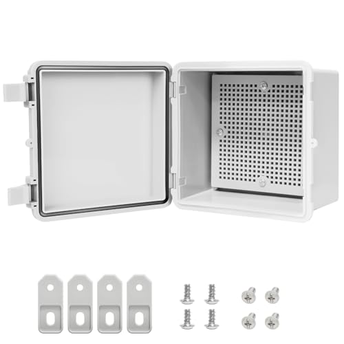 LMioEtool Junction Box, ABS Plastic IP65 Waterproof Dustproof Universal Electrical Enclosure Hinged Shell Outdoor and Indoor Usage Project Box, 5.9"x 5.9"x 3.5"(150x150x90mm), Grey - Image 1