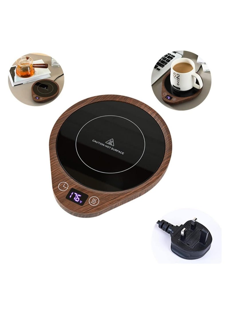 XICEN - Coffee Cup Heater, Smart Cup Warmers, Thermostatic Mug Warmer for Desk, 3 Heat Settings, 4H Auto Shut Off, Efficient Heats Up Quickly Coffee Cup Warmer for Home and Office (Wood grain color) - Image 1
