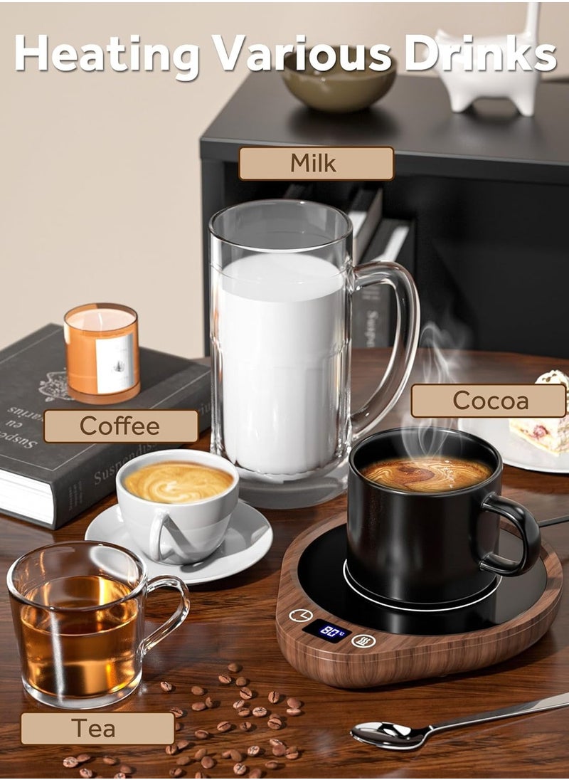 XICEN - Coffee Cup Heater, Smart Cup Warmers, Thermostatic Mug Warmer for Desk, 3 Heat Settings, 4H Auto Shut Off, Efficient Heats Up Quickly Coffee Cup Warmer for Home and Office (Wood grain color) - Image 1