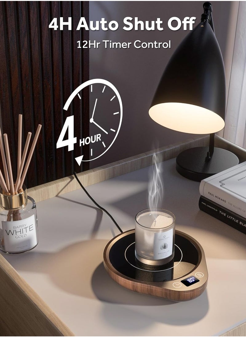 XICEN - Coffee Cup Heater, Smart Cup Warmers, Thermostatic Mug Warmer for Desk, 3 Heat Settings, 4H Auto Shut Off, Efficient Heats Up Quickly Coffee Cup Warmer for Home and Office (Wood grain color) - Image 1