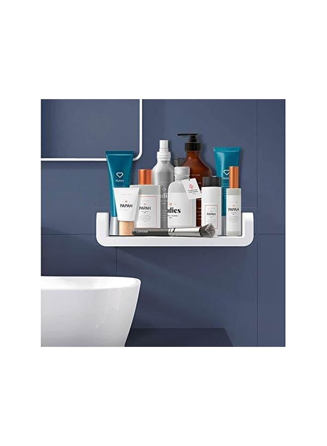 بروماس رف حمام بلاستيكي مثبت على الحائط ذاتي اللصق للاستحمام والمطبخ وغرفة النوم والمرحاض، مقاس 12.5 بوصة - Image 4