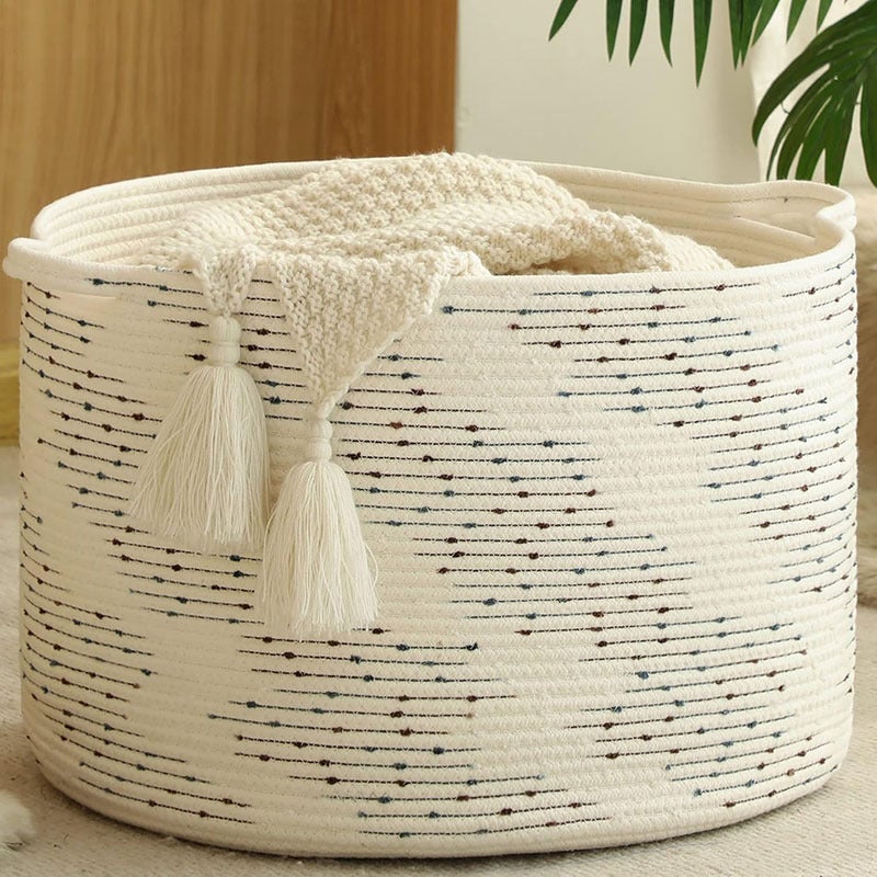 Cotton Rope Storage Basket Woven Clothes Basket Toy Laundry Basket Large Capacity Clothes Storage Storage Frame Organize Groceries Box - Image 4