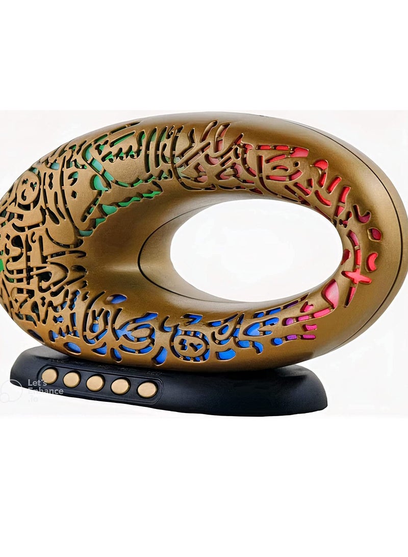 جينيكست مكبر صوت القرآن مع ضوء أذان ملون - ذهبي / أسود - Image 1
