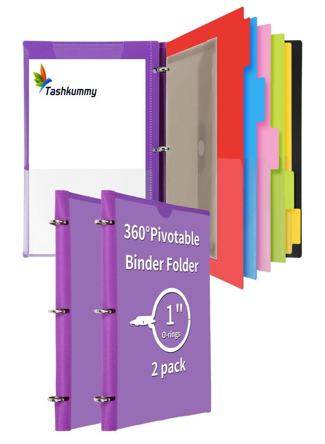 Tashkummy 360 Pivotable Project Organizer Binder -2Pack, 3-Ring Binder with Customizable Front Cover, Refillable Binder Organizer-Purple - Image 1