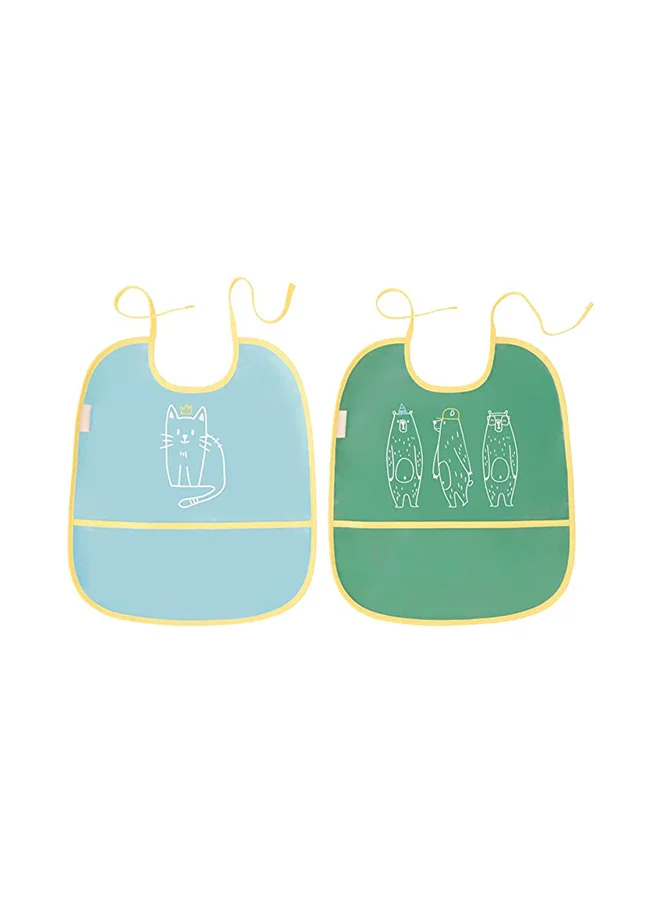 Badabulle Set Of 2 Soft Bibs, Waterproof With Recuperator