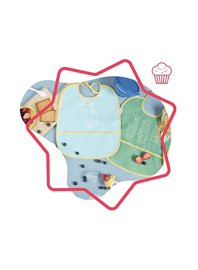 Badabulle Set Of 2 Soft Bibs, Waterproof With Recuperator - Image 5