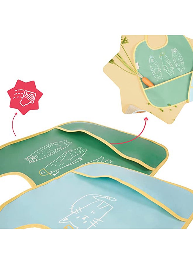 Badabulle Set Of 2 Soft Bibs, Waterproof With Recuperator - Image 4