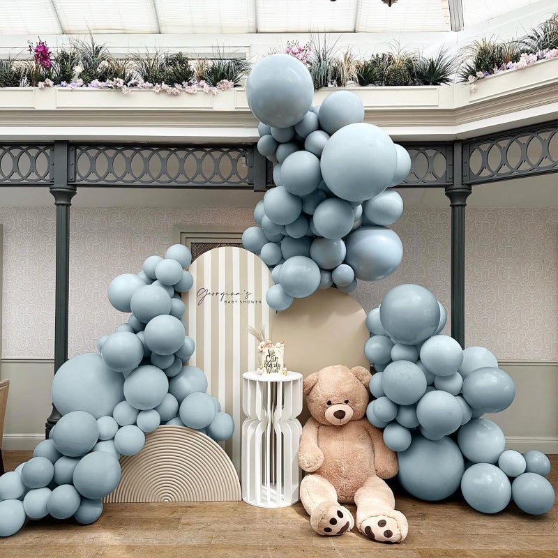 IHEPYQ Double Stuffed Dusty Blue Balloons Complete Slate Blue Balloon Arch Kit with Various Sizes 18in 12in 5in Perfect for Birthdays Baby Showers Gender Reveals and Neutral Parties - Image 3