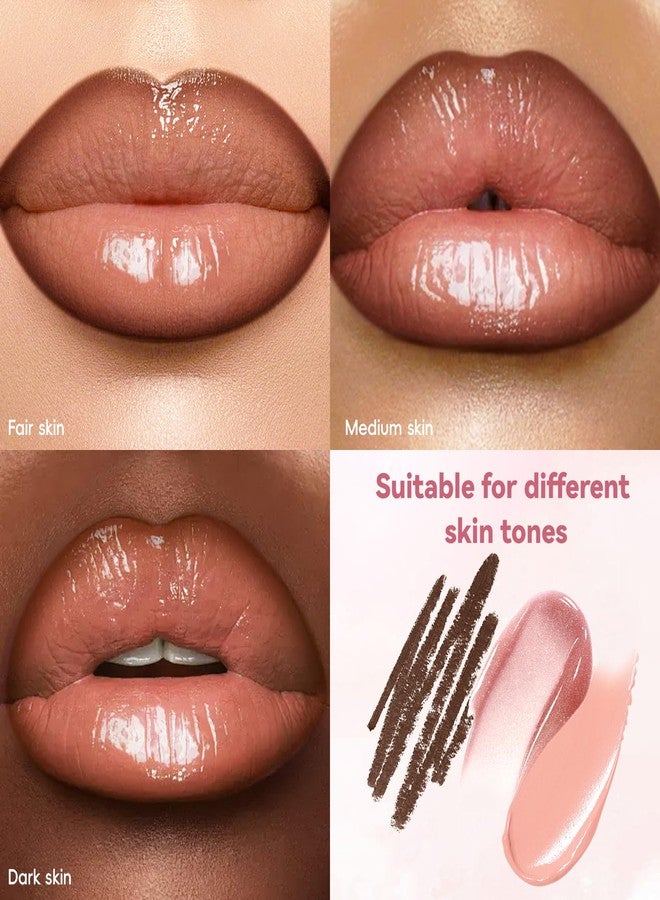 Noerrors 3 in 1 Nude Peach Lip Kit with Beige Liquid Lipstick Hydrating Lip Gloss Liner Trio, Matte Velvet Lip Glaze Moisturizing Lip Gloss and Creamy Lip Pencil Set, Long Wear Glossy Pale Lip Combo - Image 3