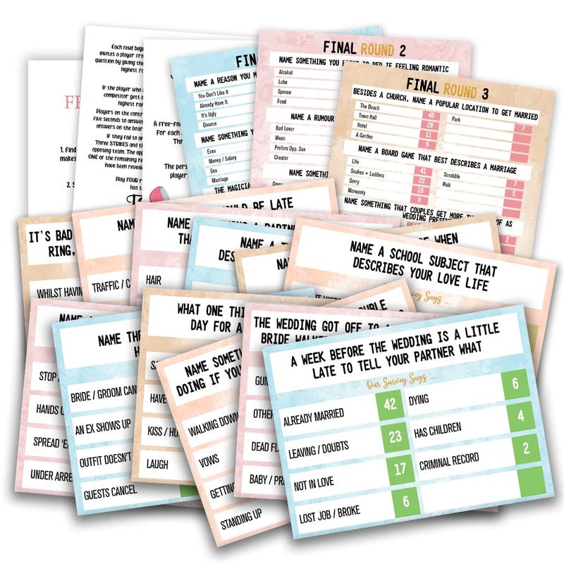 Pazag Bridal Shower Friendly Feud Quiz Tabletop Game for 10 Players Adult Age Range Includes Cards Unisex 10 Unit Count