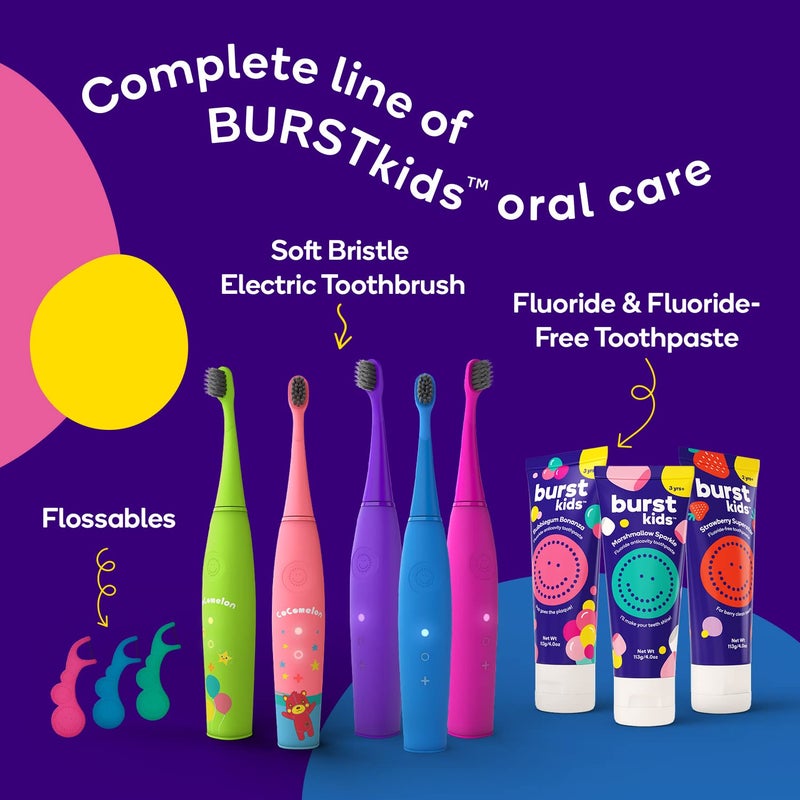 BURST Kids Flossers (90 Count/1 Pack) | Strawberry Aroma | Toddler Dental Flossable Picks with Ergonomic Design | No-Slip Grip | Smiley Face and Fun Colors - Image 5