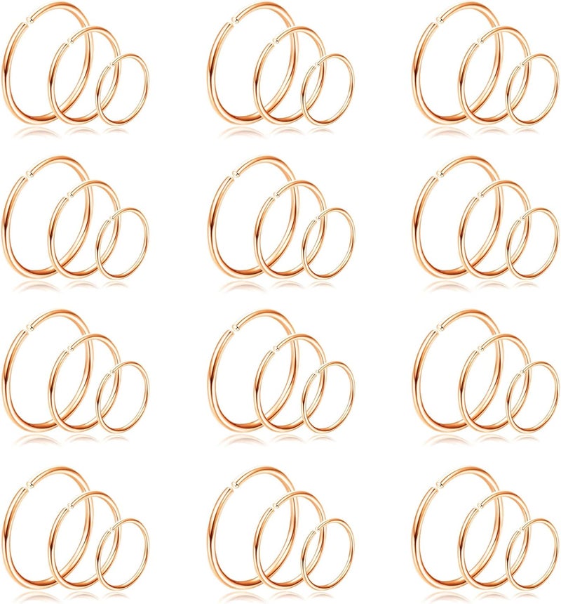 Drperfect 36Pcs 20G Nose Ring Hoop for Women Men 316L Stainless Steel Helix Tragus Lip Septum Ring Cartilage Earring Hoop Piercing Jewelry - Image 1
