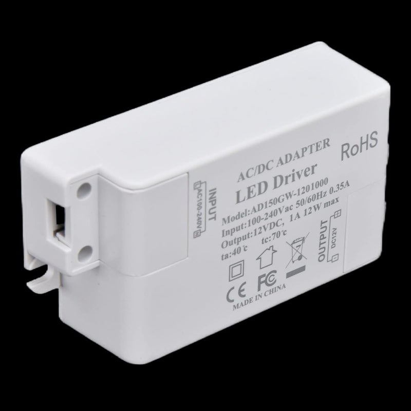 Low Voltage Transformer Led Driver Power Supply, 12W AC100-240V to DC12V 1A Compact Size - Safety Enclosed Design, Overcurrent Protection, Ideal for Indoor LED Lighting - Image 4