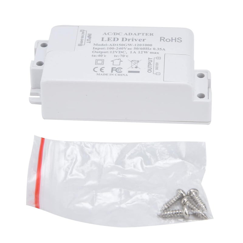 Low Voltage Transformer Led Driver Power Supply, 12W AC100-240V to DC12V 1A Compact Size - Safety Enclosed Design, Overcurrent Protection, Ideal for Indoor LED Lighting - Image 1