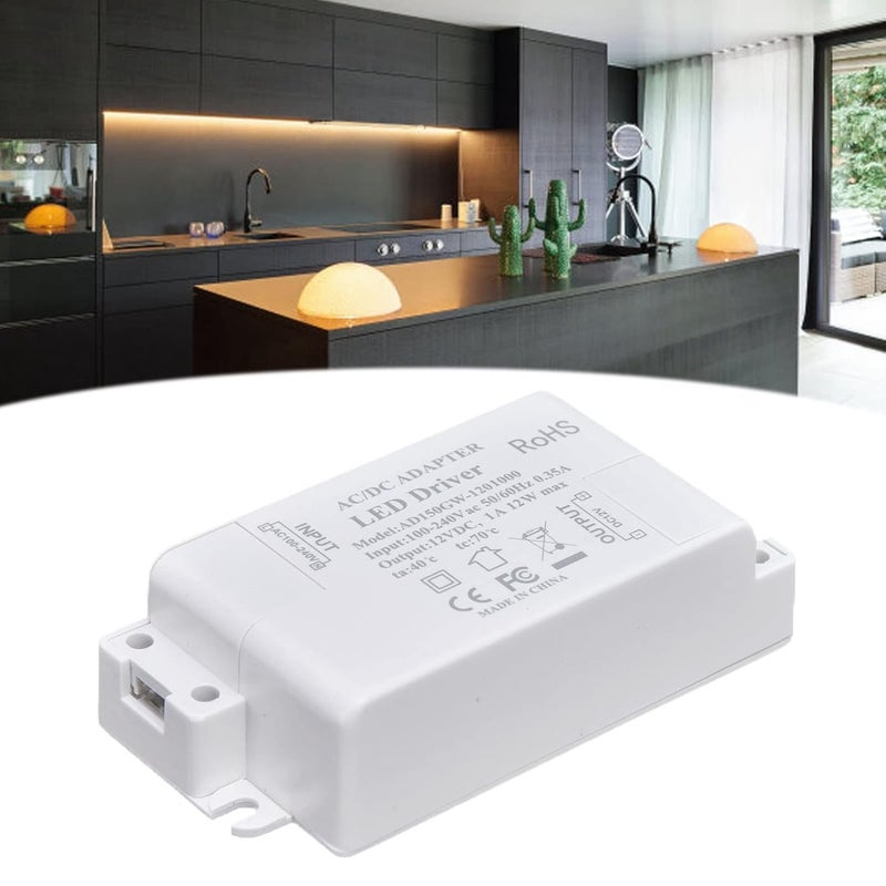 Low Voltage Transformer Led Driver Power Supply, 12W AC100-240V to DC12V 1A Compact Size - Safety Enclosed Design, Overcurrent Protection, Ideal for Indoor LED Lighting - Image 3
