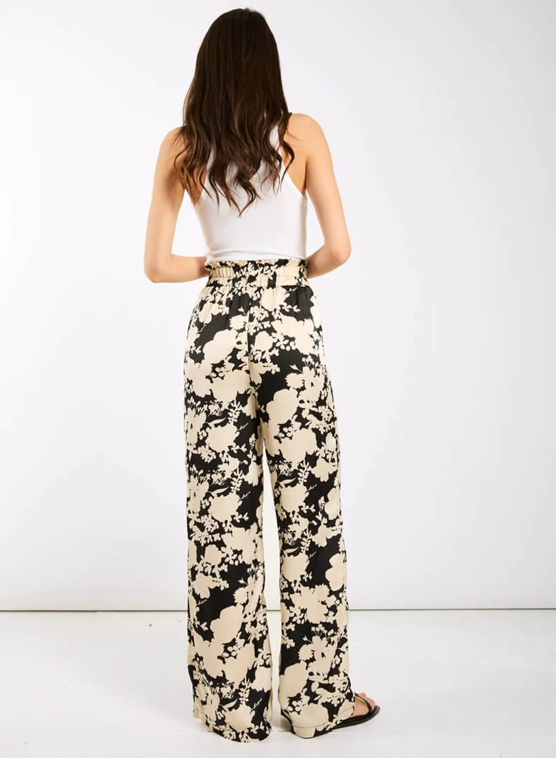 Needs No Label  Black and Ivory Printed Co-ord Wide Trousers for Women | Best Price UAE