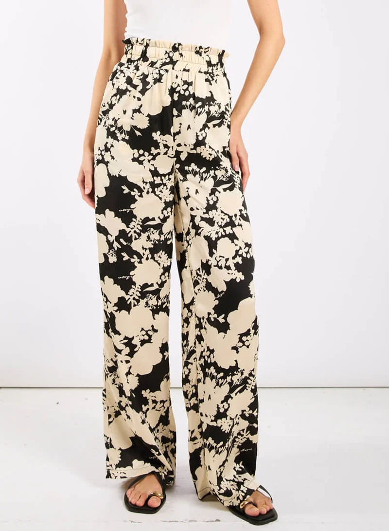 Needs No Label  Black and Ivory Printed Co-ord Wide Trousers for Women | Best Price UAE